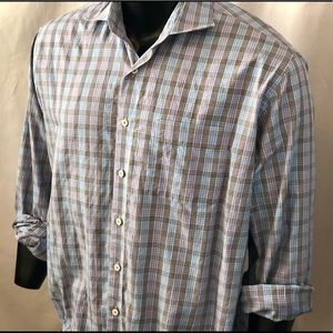 Peter Millar Blue/Purple Checker Patter Button Up